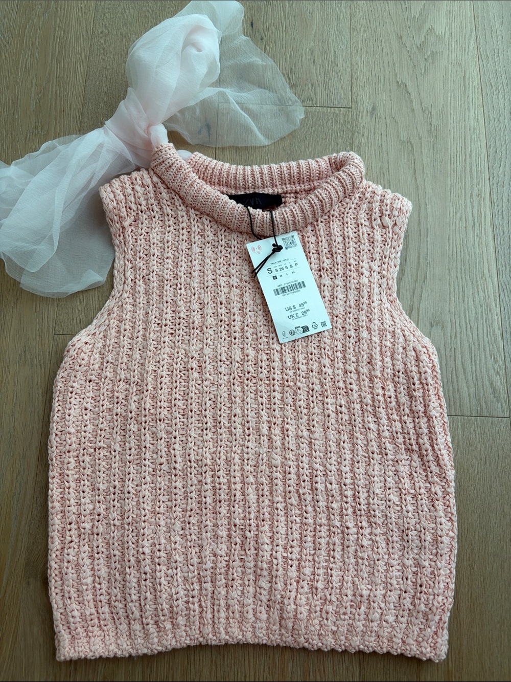 Zara Pink Knit Sleeveless Sweater Vest